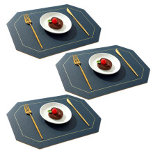 Jogo de 6 jogos americanos para uso interno e externo, em couro sintético PU, impermeável, resistente ao calor, antiderrapante e fácil de limpar.