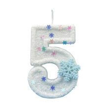 Winter Snowflake Themed Birthday Number Candle Paraffins Wax-5