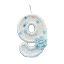 Winter Snowflake Themed Wax Birthday Number Candle For Party-9