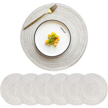 Stylish Woven Placemats, Heat Resistant Coaster Set For Dining Table Decoration, Washable Table Mats With Metallic Place Mat For Indoor Outdoor Use