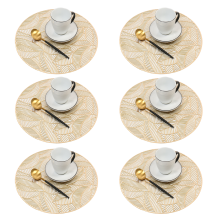 Decoração de mesa versátil, jogos americanos multifuncionais em vinil com estampa de folhas vazadas, laváveis e antiderrapantes para mesas de