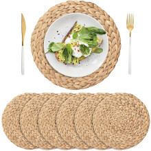 Sets de table élégants et antidérapants, sets de table ronds en jacinthe d'eau tissée résistante à la chaleur et durable, tissage compact pour