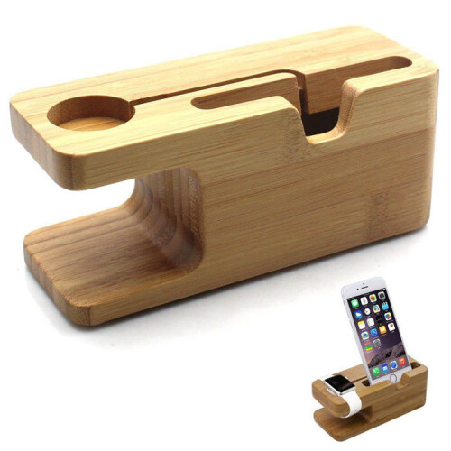 Base de carga de madera para Apple Watch, iPhone 5, iPhone 6 Plus 1