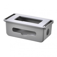 (Gray) Cable Management Box Under Desk Hidden Organizer for Desktop Home Office