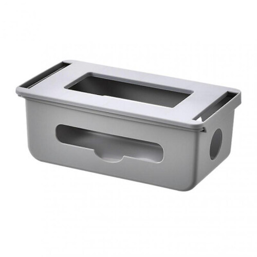 (Gray) Cable Management Box Under Desk Hidden Organizer for Desktop Home Office