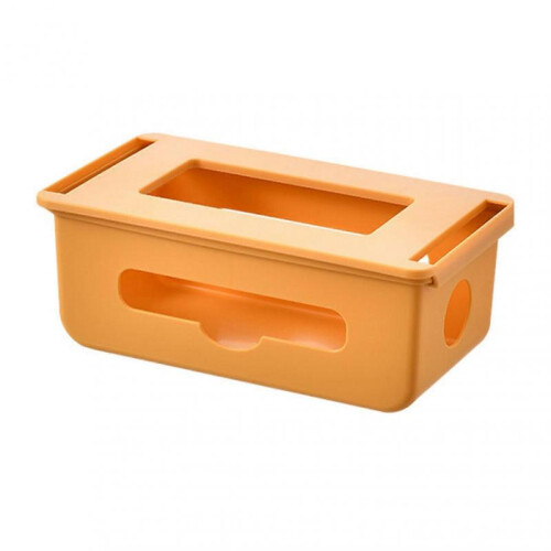 (Orange) Cable Management Box Under Desk Hidden Organizer for Desktop Home Office