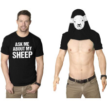 Ρωτήστε με για το My Sheep Head Flipped T-shirt με τυπωμένο μπλουζάκι για ενήλικες και πα