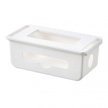 (White) Cable Management Box Under Desk Hidden Organizer for Desktop Home Office