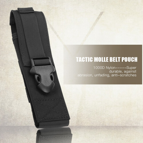 Portable Molle Belt Pouch 20x5.2x4cm for Flashlight & Tools (Black)