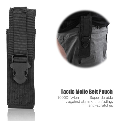 Portable Molle Belt Pouch 20x5.2x4cm for Flashlight & Tools (Black) 2