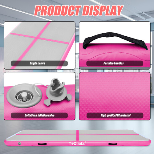 10ft Inflatable Gymnastics Tumbling Mat With Electric Pump, Pink 1