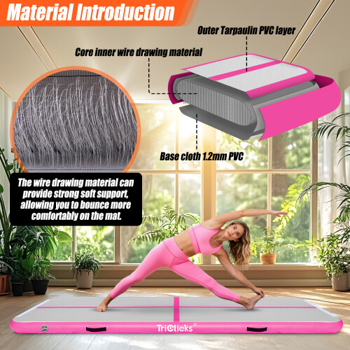 10ft Inflatable Gymnastics Tumbling Mat With Electric Pump, Pink 2