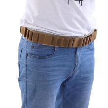 Khaki Military Shotgun Shell Bandolier Belt, Holds 27 Ammo, Adjustable