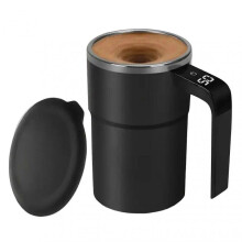 (Black) 380ml Intelligent Coffee Cup with Lid Portable Automatic Magnetic Cup for Home/Office Travel