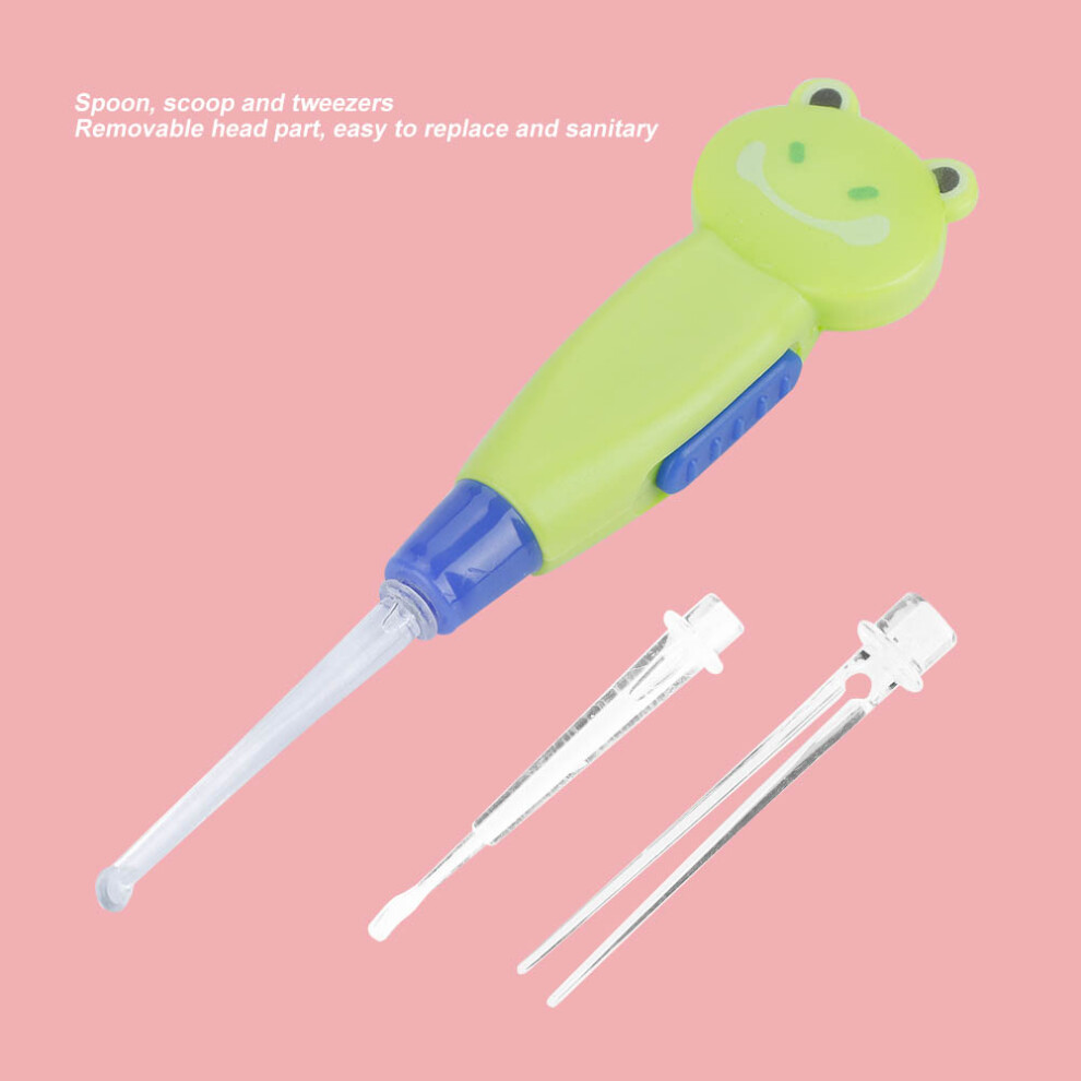 Mini Frog Led Earpicker With Scoop Tweezers Child-Friendly & Compact Green