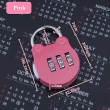 (Pink) Three-Digit Number Combination Padlock Cartoon Shape Waterproof Lock for Garage Closet