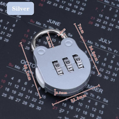 (Silver Grey) Three-Digit Number Combination Padlock Cartoon Shape Waterproof Lock for Garage Closet
