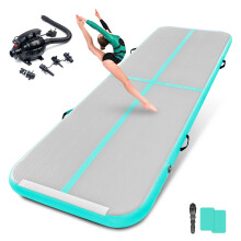 10ft Inflatable Gymnastics Tumbling Mat With Electric Pump, Green