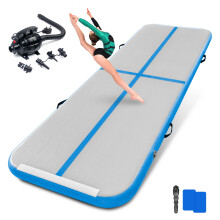 10ft Inflatable Gymnastics Tumbling Mat With Electric Pump, Blue