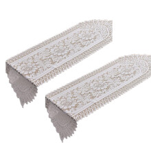 2Pcs White Floral Lace Cotton Table Cover, Handmade-White SUN