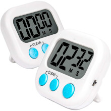 Timer digitale per cucinare e gestire la vita, interruttore silenzioso, ampio schermo, conteggio in avanti e all'indietro, confezione da 2, supporto