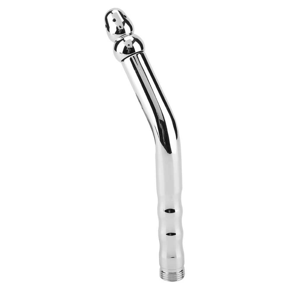 Curved Aluminum Anal Cleaner Wash Enema Bidet With 2 Shower Heads - Silver, 20Cm 4681362799755