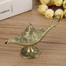 Seltene Retro-Bronzene Aladdin-Lampe – Sammelobjekt des magischen Wunschgeistes, 12x4x8cm
