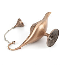 Seltene kupferne Aladdin-Magische Lampe mit 3D-Relief, Wunschtraum, Sammlerware, 12x4x8 cm