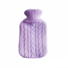 2000ml Explosionproof Hot Water Bottle Bags Protective Warm Cover Removable Knitted Cover Light Purple