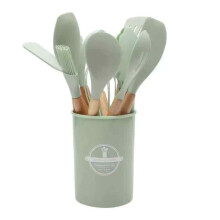 Kitchen Gadgets, Silicone Cooking Utensils Set with Wooden Handle, Heat Resistant Kitchen Utensils for Nonstick Cookware, Food Grade Silicone Utensil