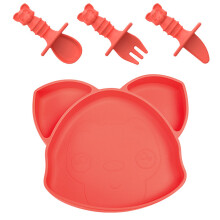 Piatto in silicone adorabile per bambini, perfetto per facilitare l'alimentazione e mantenere ordinata la zona pranzo del tuo piccolo, con un design