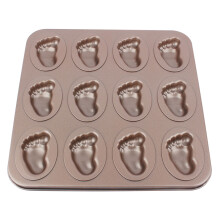 Forma de silicone de qualidade alimentar para confeitaria, formato 3D de pegada, 6 cavidades, antiaderente, ideal para chocolate, cupcakes e outras