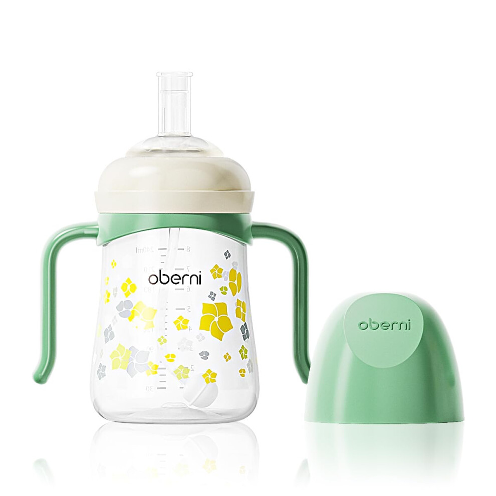 Baby Sippy Cup, Weighted Straw Trainer Cup, Toddler Drinks Water Bottle With Leak-Proof Valve Spout For 6+ Months, No Spill Training Cup With Oberni
