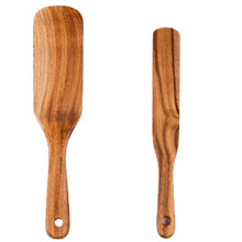 Set de ustensile de bucătărie din lemn de salcâm natural, ustensile de gătit rezistente la căldură pentru vase de gătit antiaderente, set de 2