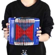 Children's 7-Key 2 Bass Mini Accordion Musical Toy - Blue, 17x18.5x10cm