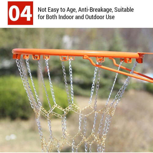 Heavy Duty Basketball Chain Net Replacement Galvanized Uniform Size Silver For Standard Rim 2