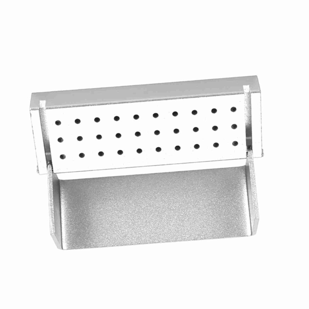 Silver Aluminium Disinfection Box For Dental Burs Autoclavable 20 Slots