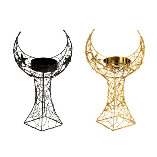 Middle Eastern Iron Moon Tower Tealight Candle Holders-Black 1