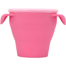 Recipiente para lanches em silicone macio, ideal para crianças pequenas. Feito com material de qualidade alimentar, possui vedação à prova de