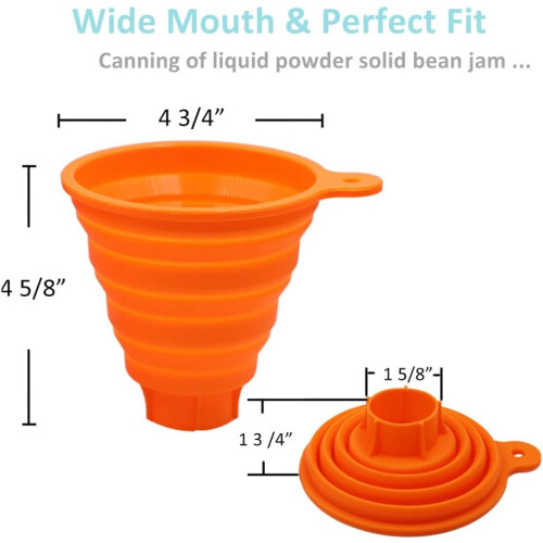 Πτυσσόμενο χωνί σιλικόνης Kitchen Essentials, ποικιλία μεγεθών για κονσερβοποίηση και 1