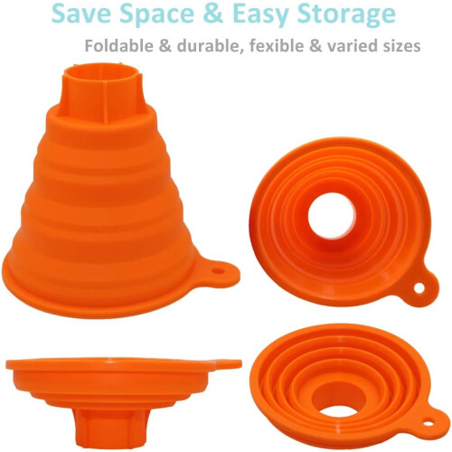 Πτυσσόμενο χωνί σιλικόνης Kitchen Essentials, ποικιλία μεγεθών για κονσερβοποίηση και 2