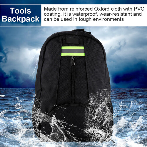 Repairman's Black Tools Backpack Made from 1680D Oxford Cloth
