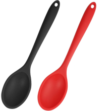 Colher de silicone antiaderente para misturar, design ergonômico para facilitar o preparo e o serviço, pode ser lavada na lava-louças, cabo longo,