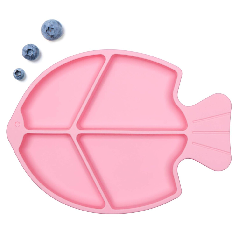 Bpa Free Silicone Baby Plate, Compact And Lightweight Design For Easy Travel, Non-Skid Surface Microwave Safe, Promote Independent Feeding With Fish S