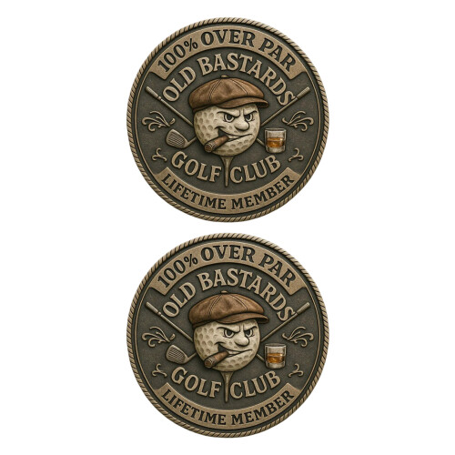 Over Par Old Bastards Golf Coin,Funny Golf Challenge-2 pieces