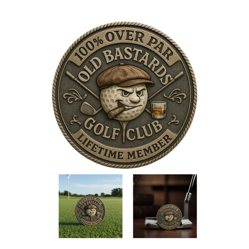 Over Par Old Bastards Golf Coin,Funny Golf Challenge-2 pieces 1