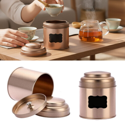 Modern Loose Leaf Teas Tin Canister Double Layer-rose gold suit 1