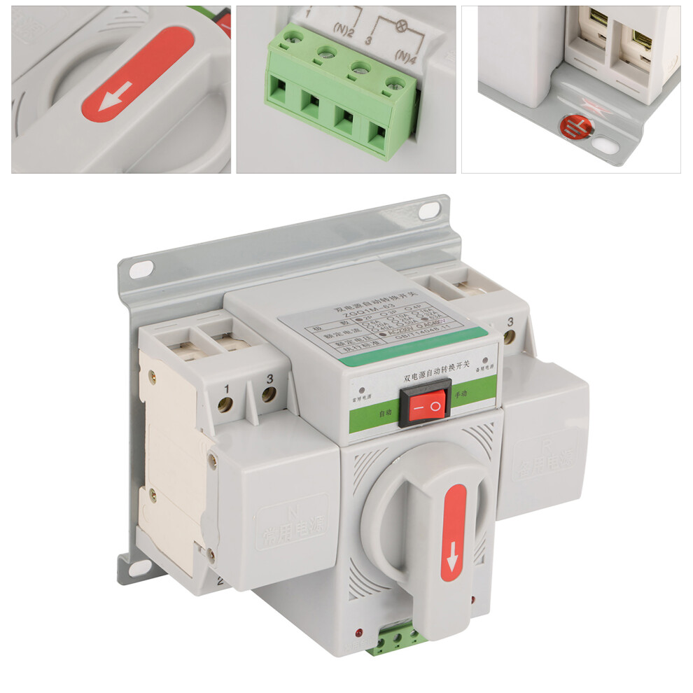 Energy-Saving 63A 2P Transfer Switch Circuit Breaker With Protective Cover 7641362810420