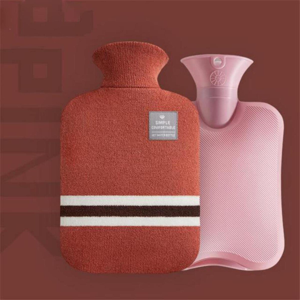 Warm Water Bag Plastic Portable Hand Warmer 1000ml Soft Knitted Cozy Cover For Hands And Feet