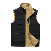 Men's Winter Thermal Vest StandUp Collar Hunting Vest Full Zip Softshell Fleece Black XXL